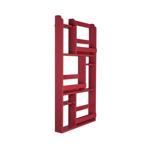 Sarkans sienas gumijkoka masīvkoka vīna plaukts 12 pudelēm 80x120x10 cm Myron – Dutchbone-image-2