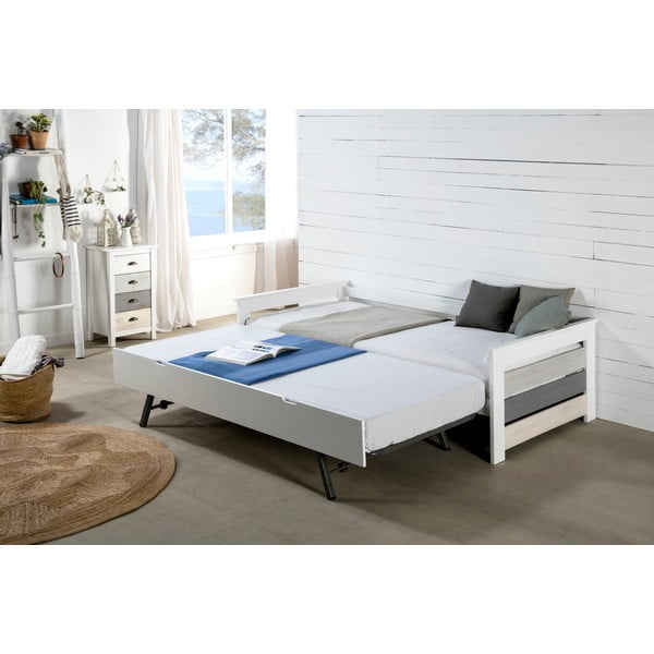 Augsta balti pelēka kumode ar 4 atvilktnēm Marckeric Romantica, 46 x 80 cm-image-1