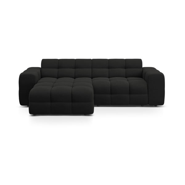 Melns stūra dīvāns (ar kreiso stūri/ar zvilni) Kendal – Micadoni 