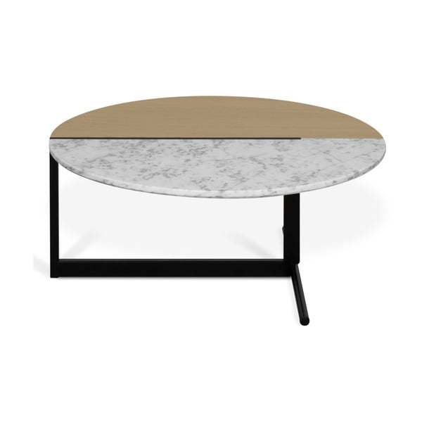 Kafijas galdiņš ar ozolkoka un balta marmora virsmu TemaHome Mezzo
