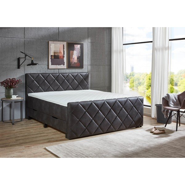 Melna atsperu gulta ar veļas kasti 180x200 cm Chester – Rojaplast-image-3