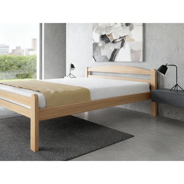 Dabīga toņa dižskābarža masīvkoka divvietīga gulta ar redelēm 180x200 cm Bellariva – B.E.S.-image-1