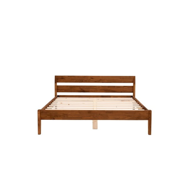 Dabīga toņa/tumši brūna egles masīvkoka divvietīga gulta ar redelēm 180x200 cm Venus – Kalune Design-image-4