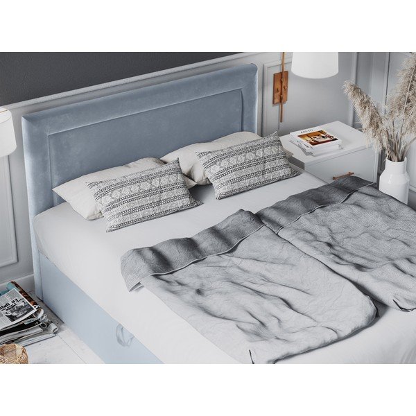 Gaiši zila samta divguļamā gulta Mazzini Beds Yucca, 200 x 200 cm-image-4
