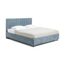 Zila polsterēta divvietīga gulta ar veļas kasti un redelēm 160x200 cm Myra Slim Line – Bonami Selection