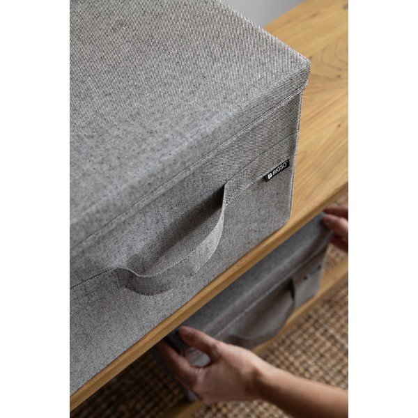 Pelēka tekstila uzglabāšanas kaste ar vāku 31x41x22 cm Soft Storage Medium – Bigso-image-2