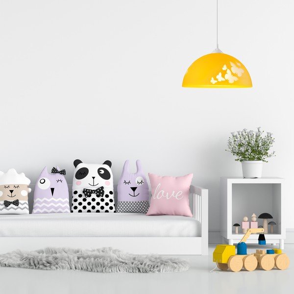 Okera dzeltena bērnu lampa ar stikla abažūru ø 30 cm Mariposa – LAMKUR-image-3