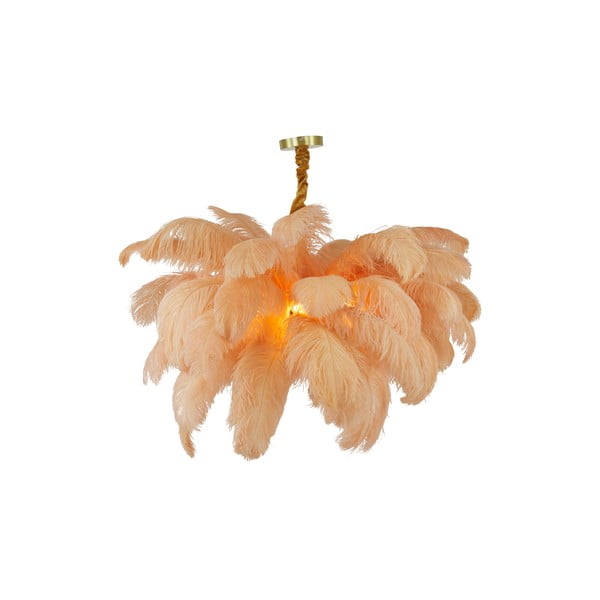 Oranža/zelta krāsas piekaramā lampa ar spalvu abažūru ø 80 cm Feather – Light & Living