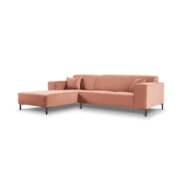 Rozā samta stūra dīvāns Cosmopolitan Design Siena, kreisais stūris