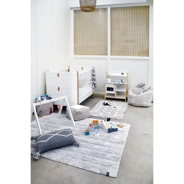 Pelēks mazgājams/ar rokām darināts kokvilnas bērnu paklājs 70x100 cm Mini Biscuit Pearl Grey – Lorena Canals-image-3