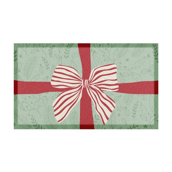 Pārstrādātas plastmasas kājslauķis ar Ziemassvētku motīvu 40x70 cm Red & White Stripe Bow – Artsy Doormats
