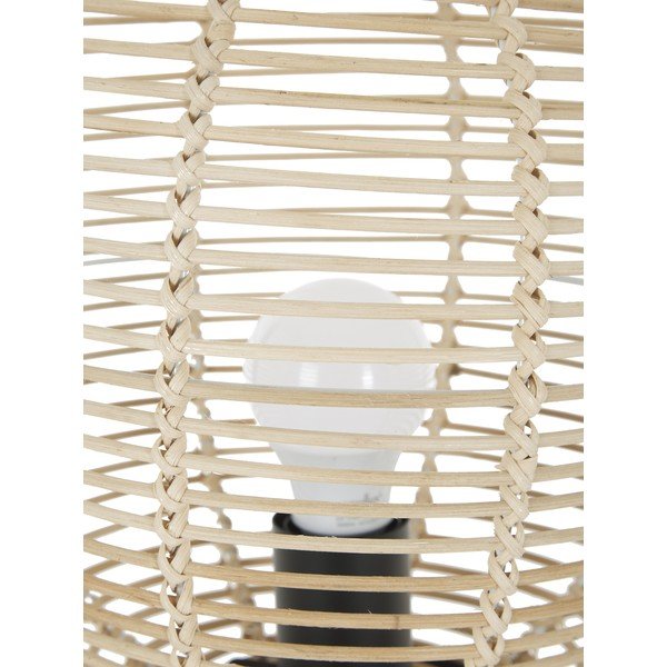 Melna galda lampa ar rotangpalmas abažūru Westwing Collection Wasa, augstums 38 cm-image-1