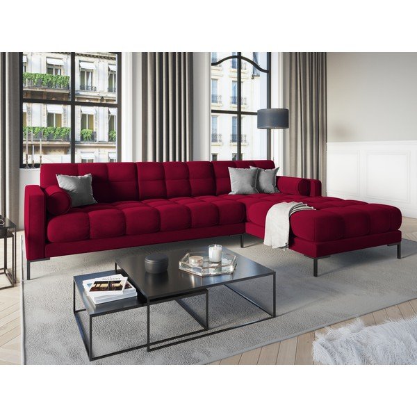 Sarkans samta stūra dīvāns Cosmopolitan Design Bali, labais stūris-image-1