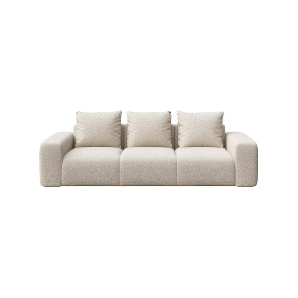 Bēšs dīvāns no buklē auduma 287 cm Feiro – MESONICA