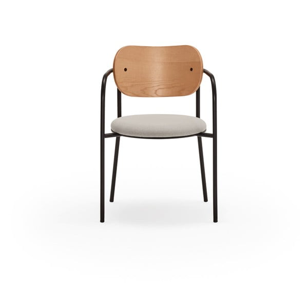 Pelēks ēdamistabas krēsls ar ozolkoka imitāciju Eclipse – Teulat-image-3