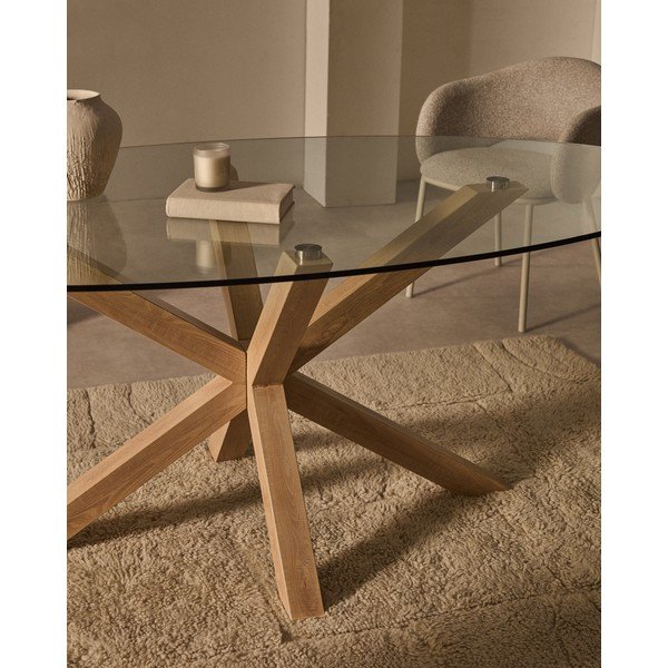 Ēdamgalds ar stikla galda virsmu 100x200 cm Argo – Kave Home-image-2