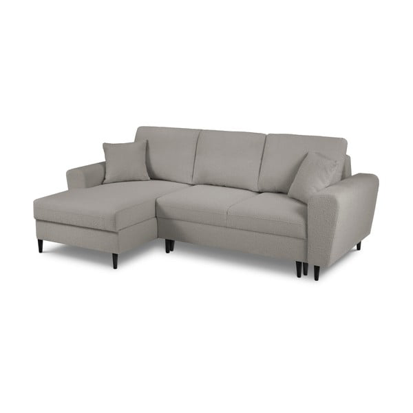 Gaiši pelēks salokāms stūra dīvāns ar uzglabāšanas vietu no buklē auduma (ar kreiso stūri/ar zvilni) Kyoto – Cosmopolitan Design-image-1