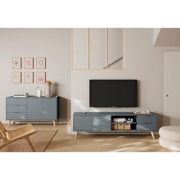 Dūmakaini zaļš TV galdiņš 180x53x40 cm Pisco – Marckeric-image-1