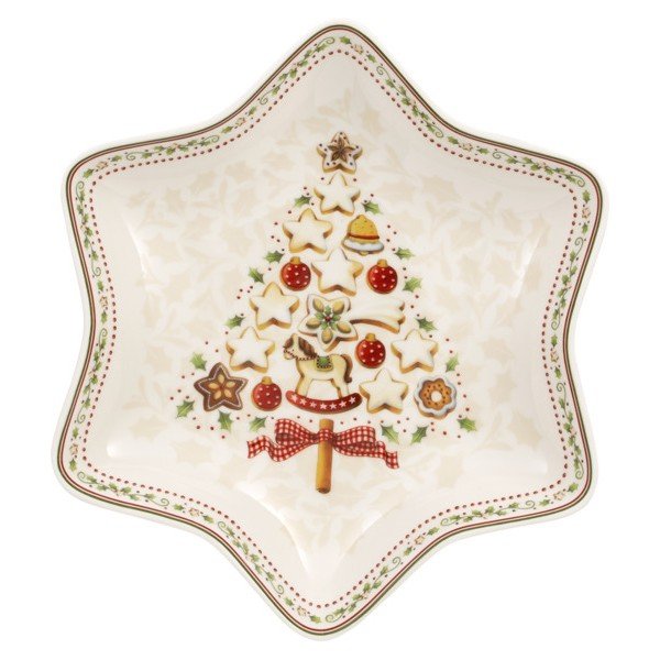 Sarkanbalts porcelāna servīzes trauks zvaigznes formā Villeroy & Boch Gingerbread Village, 24,5 x 24,5 cm-image-1