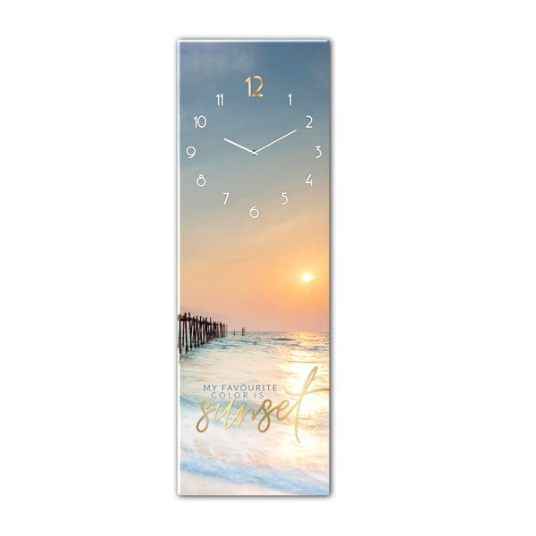 Stikla sienas pulkstenis Styler Sunset, 20 x 60 cm
