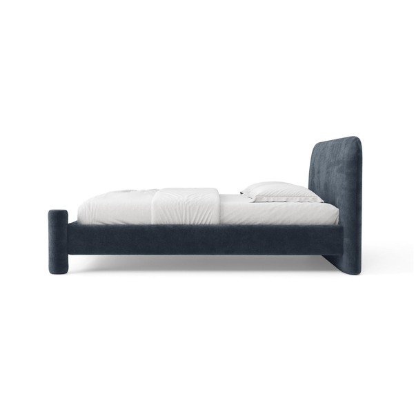 Tumši zila polsterēta divvietīga gulta ar redelēm 140x200 cm Vera – Micadoni -image-2