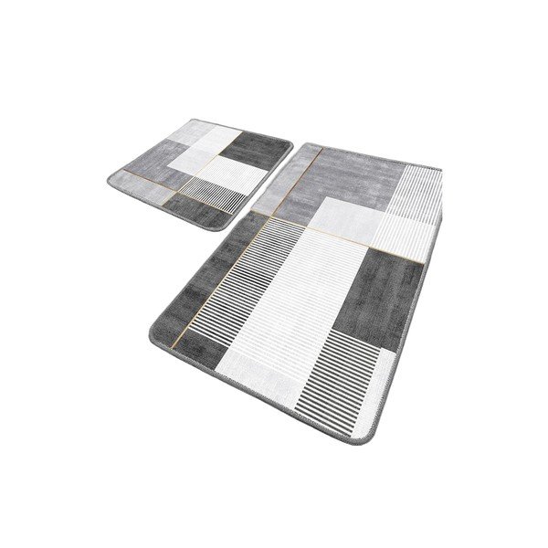 Pelēki vannas istabas paklājiņi (2 gab.) 60x100 cm Pendor – Foutastic