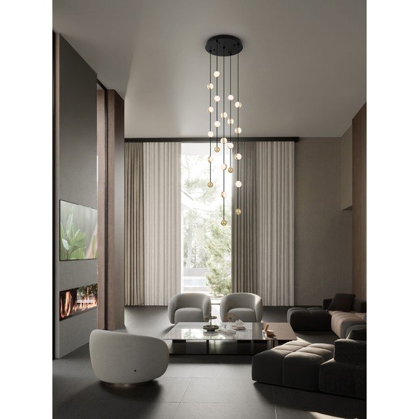 Matēti melna alumīnija LED piekaramā lampa ar regulējamu spilgtumu ar akrila stikla abažūru ø 38 cm Alcinoe – Nova Luce-image-1