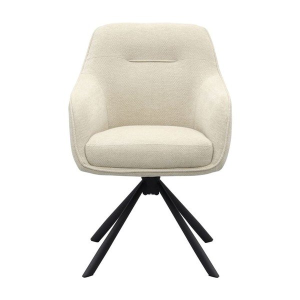 Krēmkrāsas polsterēts ēdamistabas krēsls ar roku balstiem Avola – Unique Furniture-image-1