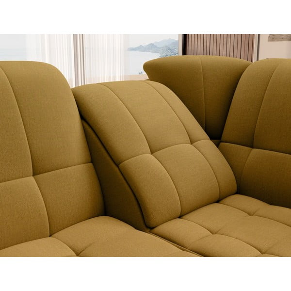 Dzeltens samta salokāms/ar uzglabāšanas vietu stūra dīvāns (ar labo stūri/L veida) Sado – ELTAP-image-1