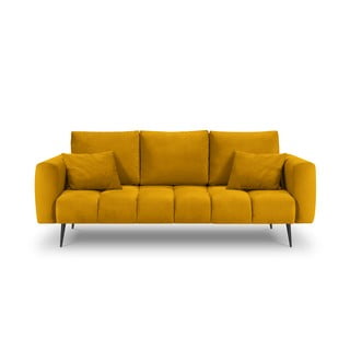 Dzeltens samta trīsvietīgs dīvāns Interieurs 86 Octave