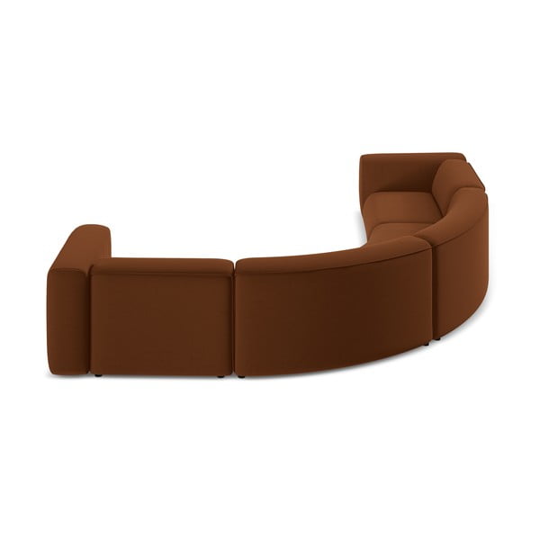 Oranžs/brūns samta stūra dīvāns Ekahi – Makamii-image-4