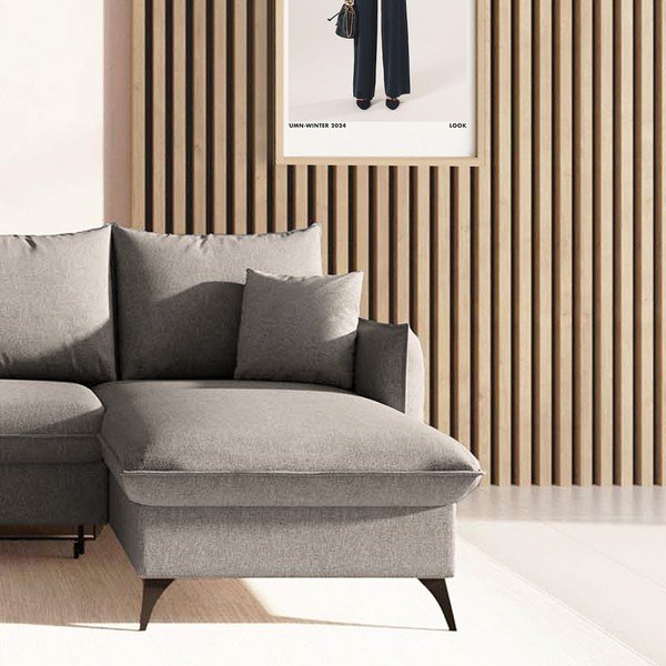 Pelēks salokāms stūra dīvāns ar uzglabāšanas vietu (ar labo stūri/ar zvilni) Brim – Rodier-image-4