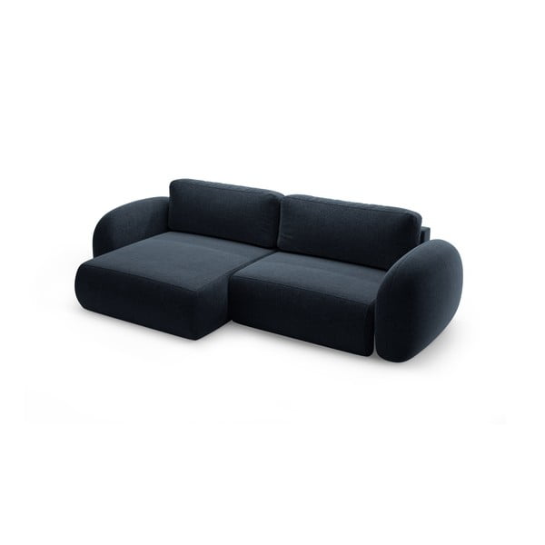 Tumši zils salokāms/ar uzglabāšanas vietu stūra dīvāns no šenila auduma Tonale – Cosmopolitan Design-image-2