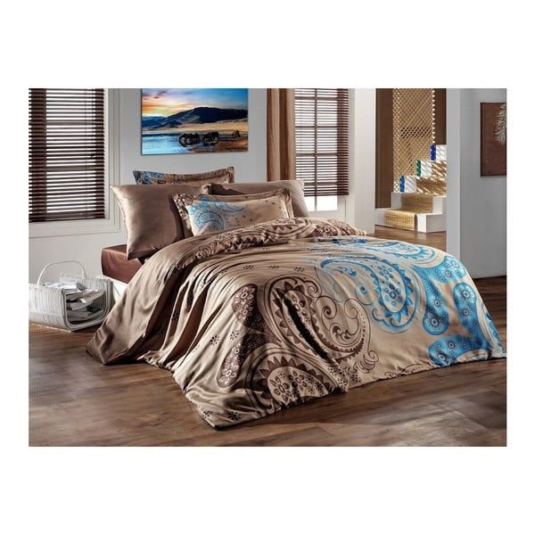Divguļamās gultas veļa ar kokvilnas satīna pārklāju Sal Brown, 160 x 220 cm