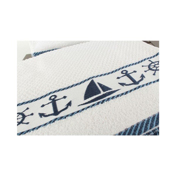 6 balti un zili Marina dvieļu komplekts, 30 x 50 cm-image-1