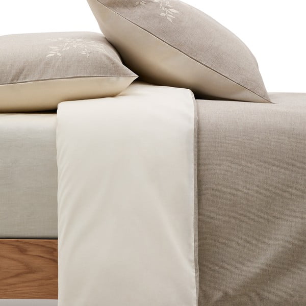 Bēša vienguļamā gultas veļa no kokvilnas perkala 150x220 cm Sotela – Kave Home