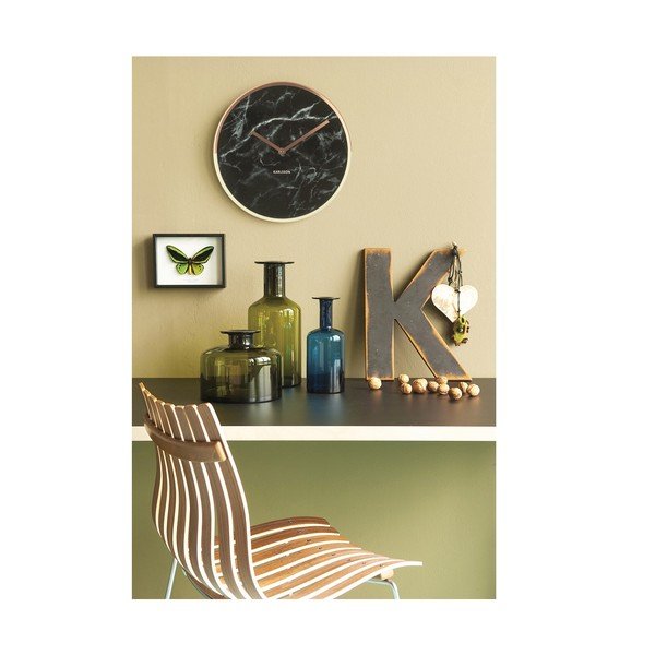 Karlsson Marble Delight marmora sienas pulkstenis ar vara krāsas rokturiem-image-2