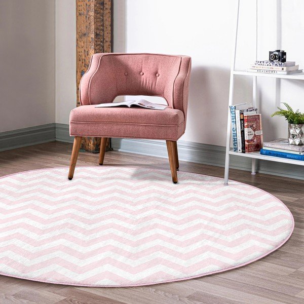 Gaiši rozā mazgājams robotu putekļu sūcējiem piemērots apaļš paklājs ø 120 cm Comfort – Mila Home-image-1