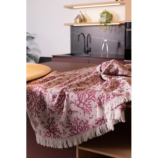 Rozā pleds ar kokvilnu Euromant Summer Coral, 140 x 180 cm-image-1