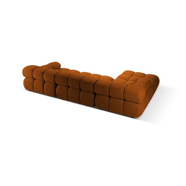 Terakotas oranžs modulārais stūra dīvāns no buklē auduma (ar kreiso stūri/ar zvilni) – Micadoni -image-1