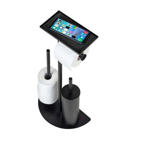 Melns tērauda tualetes papīra turētājs ar statīvu Cosenza – Wenko-image-4
