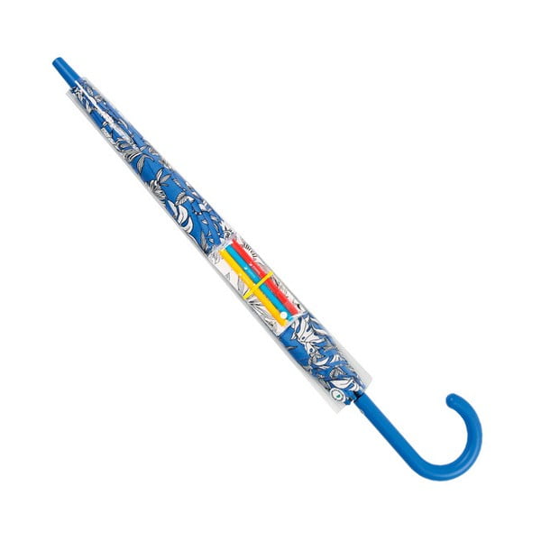Izkrāsojamais vēja necaurlaidīgais lietussargs ar detaļām zilā krāsā ar 3 ūdensizturīgiem marķieriem Ambiance Izkrāsošana, ⌀ 122 cm