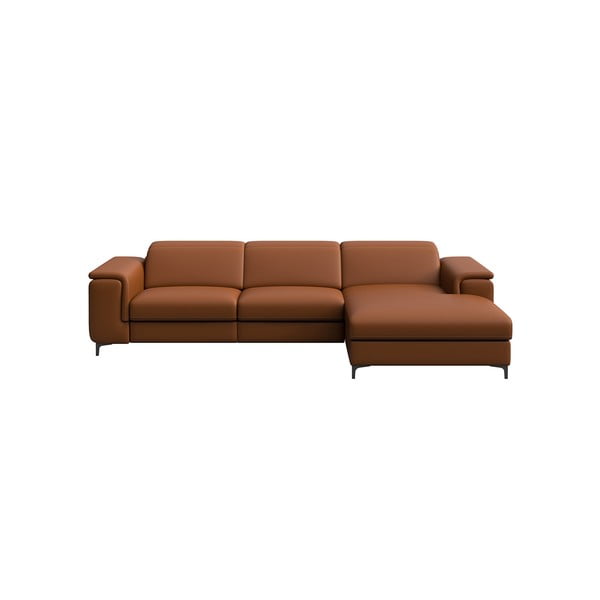 Konjakbrūns ādas stūra dīvāns (labais stūris) Brito – MESONICA