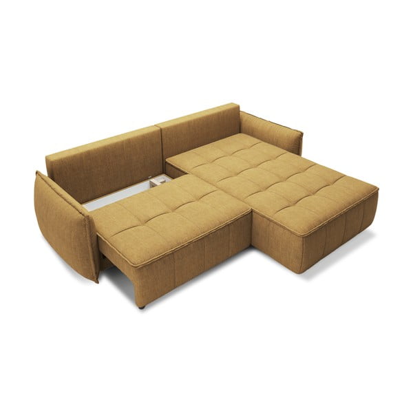 Dzeltens samta salokāms/ar uzglabāšanas vietu stūra dīvāns (ar labo stūri/ar zvilni) Campo – ELTAP-image-2
