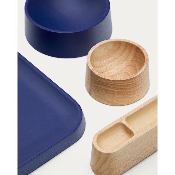 Tumši zilas/dabīga toņa koka servēšanas bļodiņas (4 gab.) Bletz – Kave Home-image-4