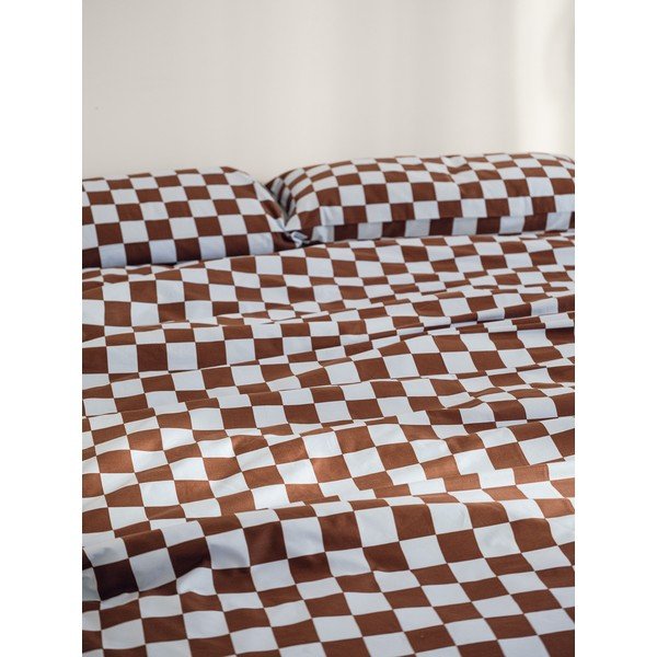 Gaiši zils/brūns vienguļamais segas pārvalks no kokvilnas satīna 140x200 cm Plu – noo.ma-image-4