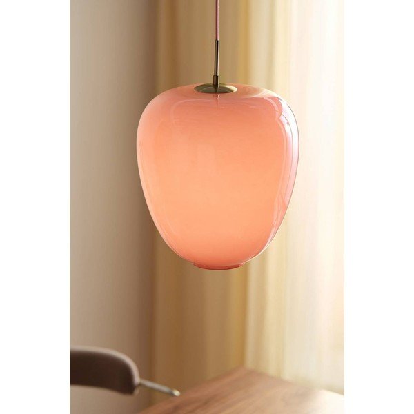 Rozā/misiņa krāsas stikla piekaramā lampa ar regulējamu spilgtumu ø 35 cm Artut – Jotex-image-1