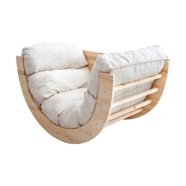 Dabīga toņa priedes masīvkoka šūpoles 60x100x60 cm Montessori – Little Nice Things-image-2