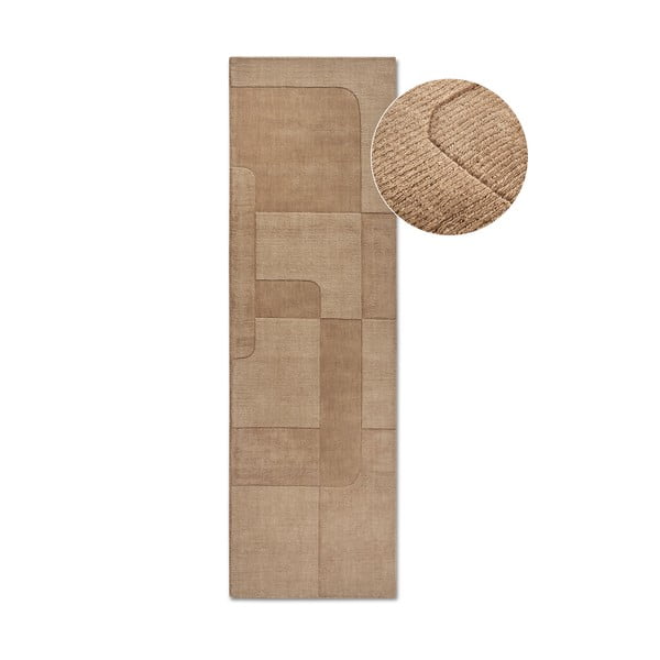 Bēšs ar rokām darināts vilnas celiņa paklājs 80x250 cm Charlotte – Villeroy&Boch