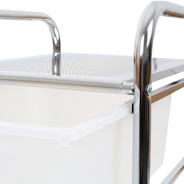 Balts/sudraba krāsas plastmasas plaukts uz riteņiem 33x79 cm – Premier Housewares-image-2